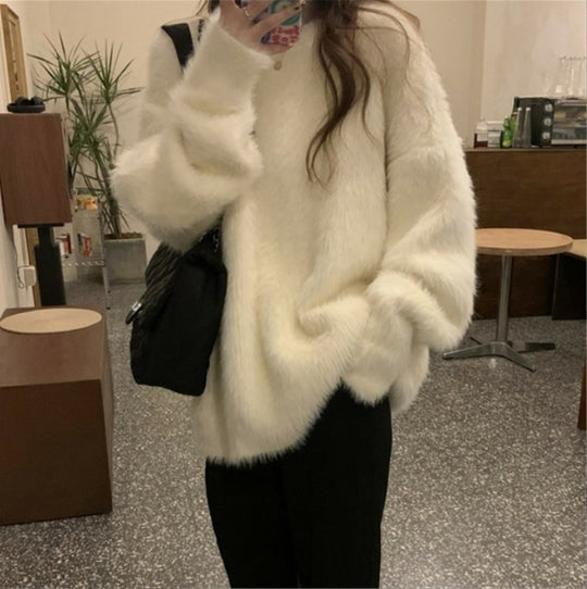 Damen weicher Strickpullover im lässigen Oversized-Stil R&B