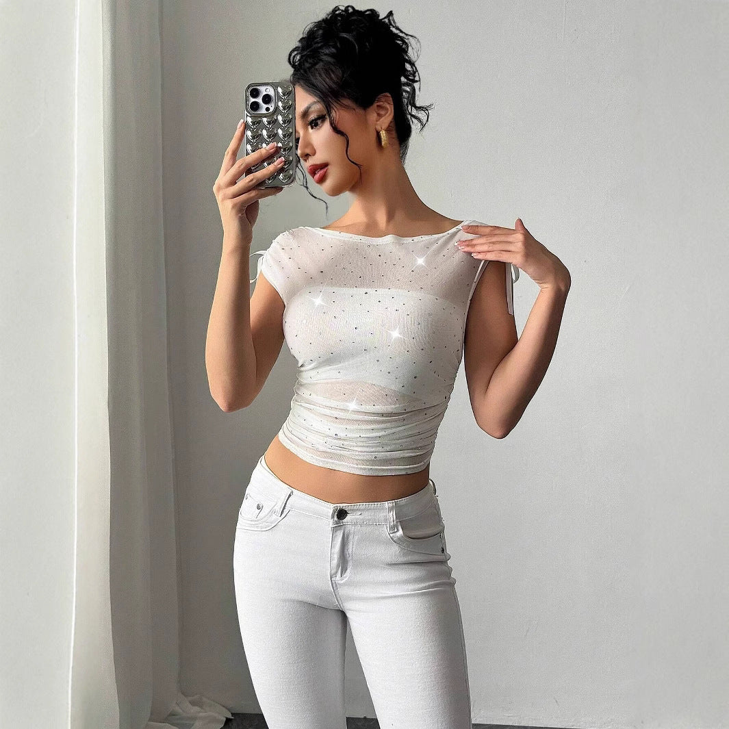 Damen Funktionsshirt mit Glitzerakzenten und verstellbaren Trägern R&B