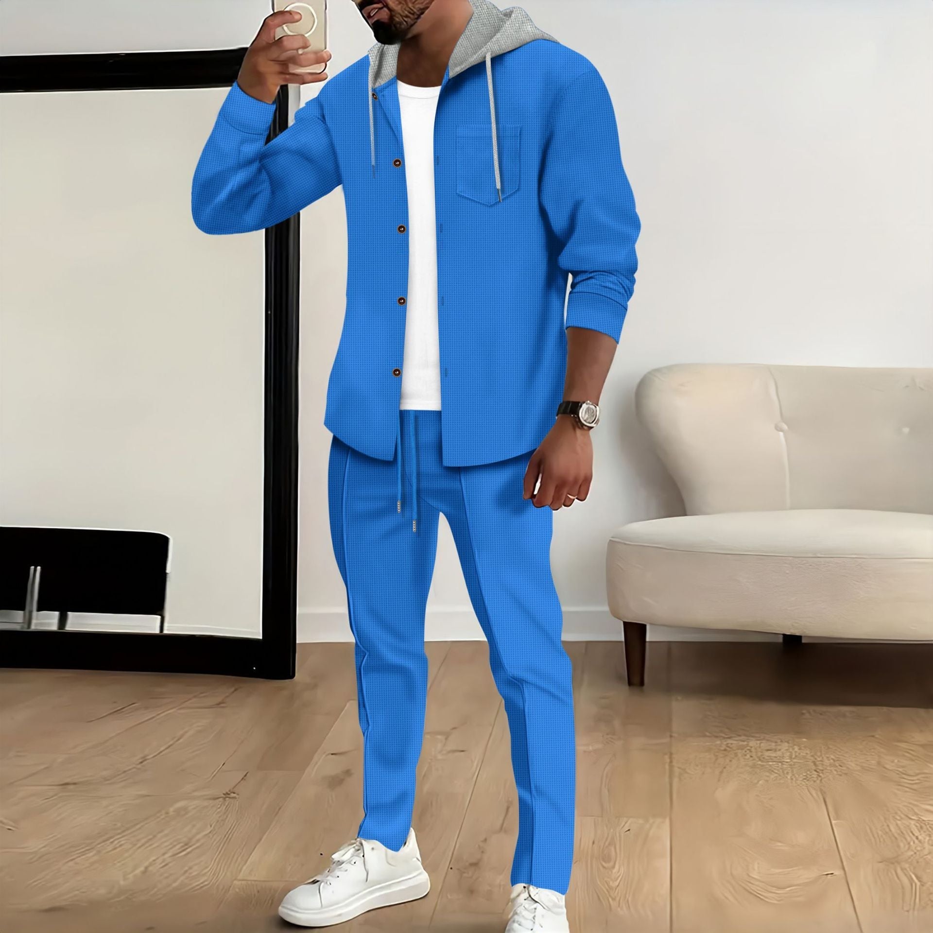Herren Freizeit Kombination mit Kapuze R&B