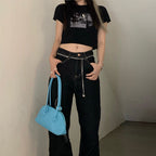 Damen Cropped T-Shirt mit kreativem Grafikdesign