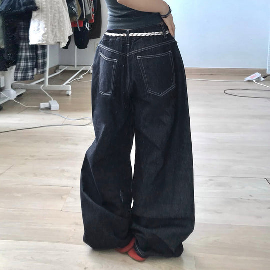 Damen weite Jeans mit kunstvollem Stickmuster R&B
