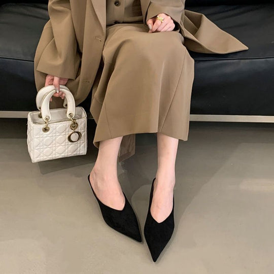 Damen elegante Mules mit spitzem Design R&B