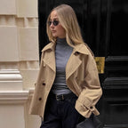 Damen Übergröße Trenchcoatjacke mit doppelter Knopfleiste und lässigem Schnitt R&B