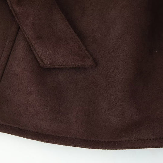 Damen elegante Oversized-Bomberjacke mit Taillengürtel R&B