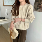 Damen Grob gestrickter Sweater mit Rundhalsausschnitt und lässiger Passform