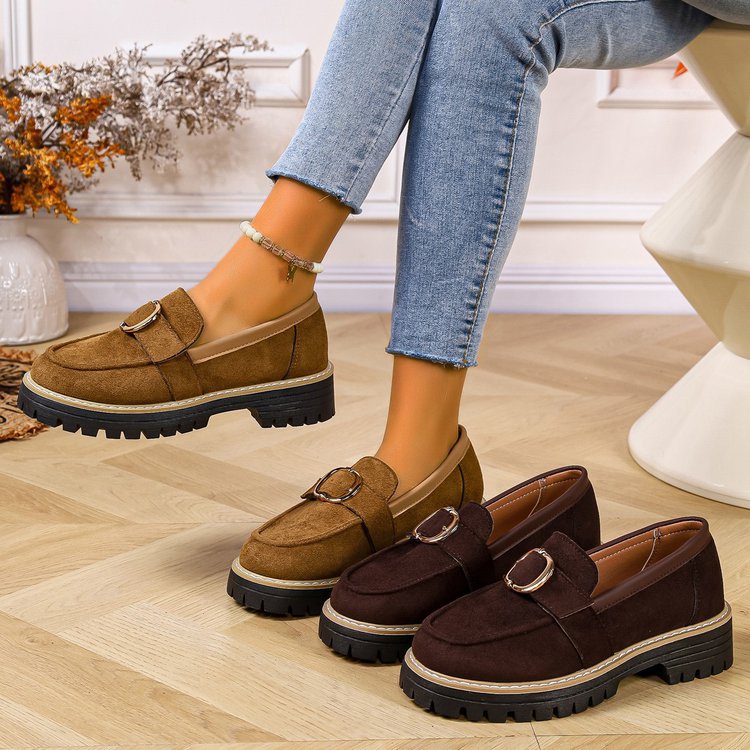 Damen Mokassins mit trendigem Schnallen-Design und rutschfester Profilsohle R&B