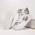 Damen Sneaker mit modischem Leopardenmuster und hoher Sohle