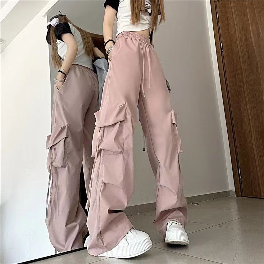 Damen nan ultraleichte Freizeit-Hose mit hohem Elastikbund, Kordelzug und verstellbarem Beinabschluss R&B