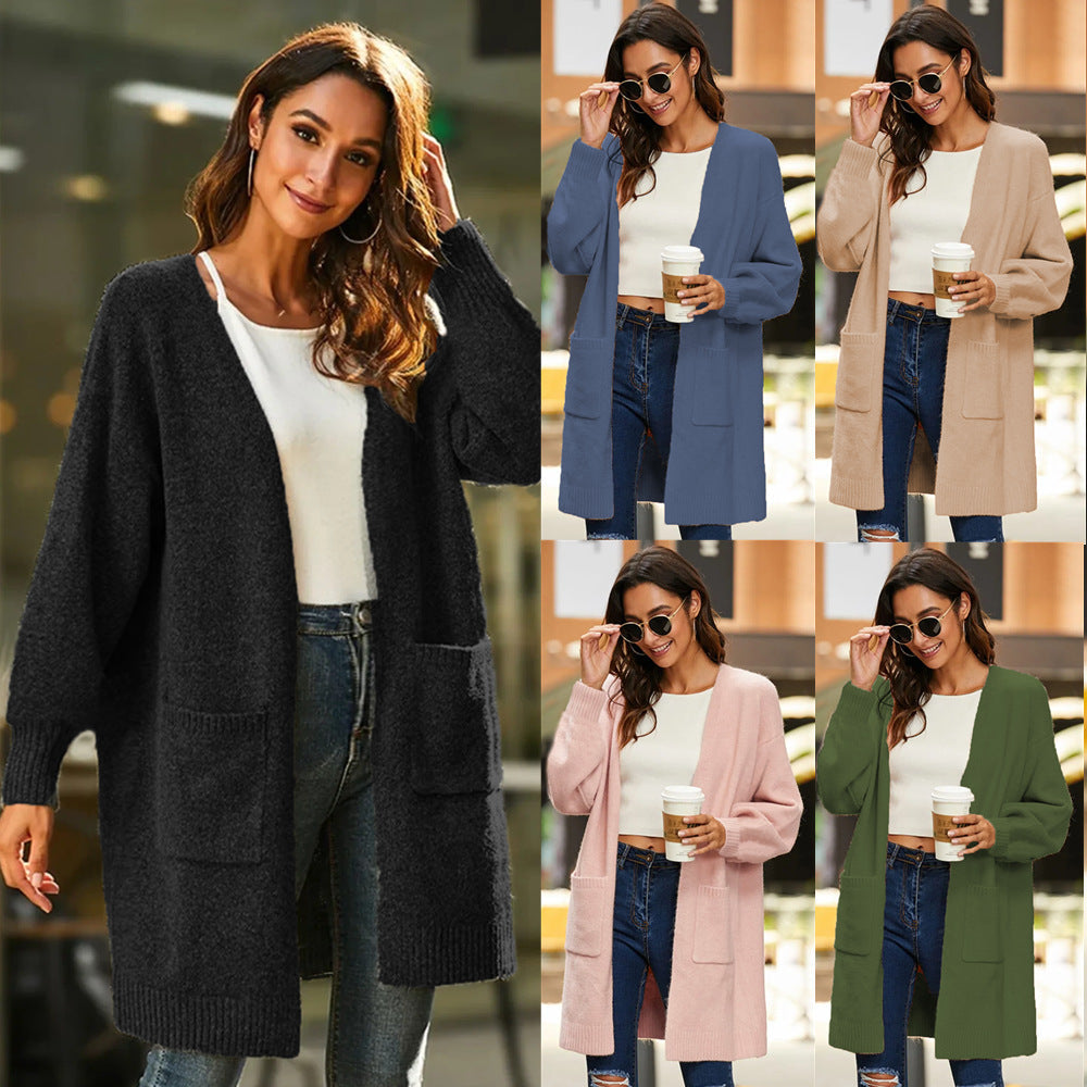Damen Langer Strickcardigan mit weichem Griff und praktischen Taschen R&B