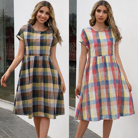 Damen Karofreizeitkleid aus luftiger Baumwolle mit bequemer Passform R&B