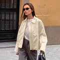 Damen Oversized Utility-Jacke mit modernem Zip-Design R&B