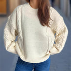 Damen Grobstrickpullover mit eleganten Zopfmuster und lässigem Schnitt R&B