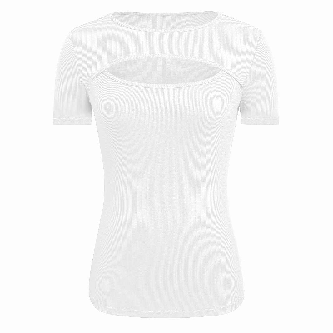 Damen kurzärmliges Oberteil mit trendischem Cut-Out-Design R&B