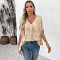 Damen luftige Sommerbluse mit eleganten Schnürdetails und weitem Schnitt R&B