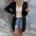 Damen Langarm Cardigan mit modischen Knopfdetails und asymmetrischem Saum