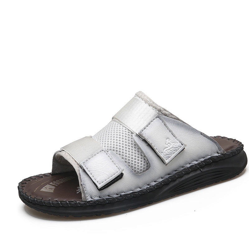 Herren Atmungsaktive Leder-Sandalen mit verstellbarem Klettverschluss R&B