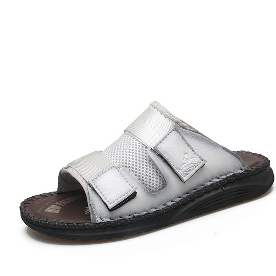 Herren Atmungsaktive Leder-Sandalen mit verstellbarem Klettverschluss R&B