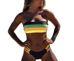 Damen Bandeau-Bikini mit farbigen Streifen R&B