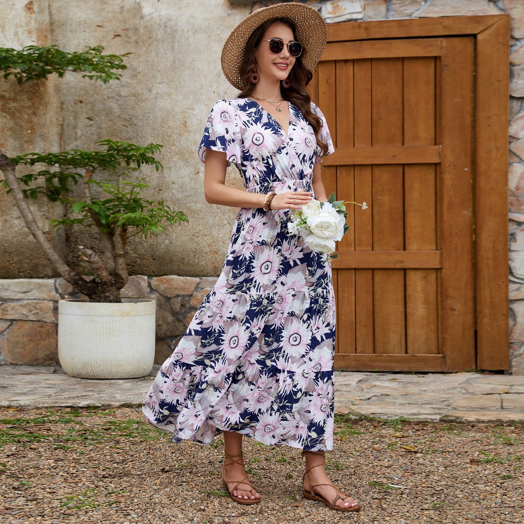 Damen Maxikleid mit floralem Druck R&B