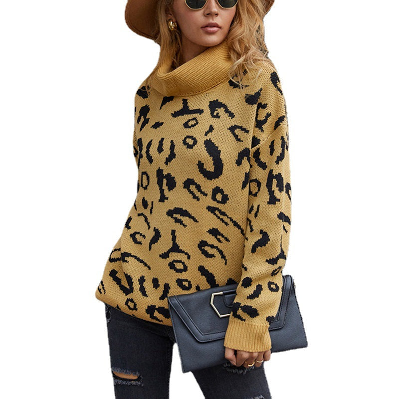 Damen gemütlicher Oversized-Pullover mit trendigem Leopardenmuster R&B