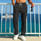 Herren nan Ferien-Loungehose aus atmungsaktivem Leinen‑Baumwollmix mit elastischem Bund und geradem Bein R&B