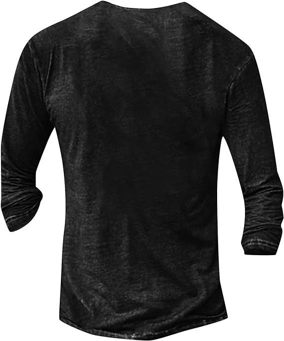 Herren Langarmshirt mit künstlerischem Grafikdruck und praktischem Knopfverschluss R&B