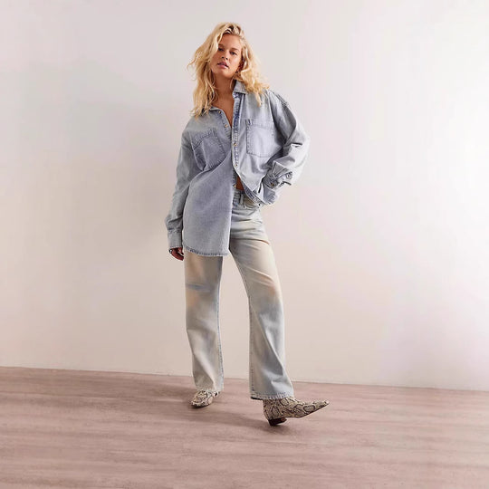 Damen Oversized Denim Hemd R&B