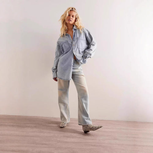 Damen Oversized Denim Hemd R&B