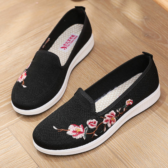 Damen Slip-On Sneaker mit floralem Stickmuster R&B