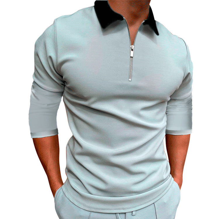 Herren sportlicher Pullover mit 1/4 Reißverschluss und kontrastierendem Kragen R&B