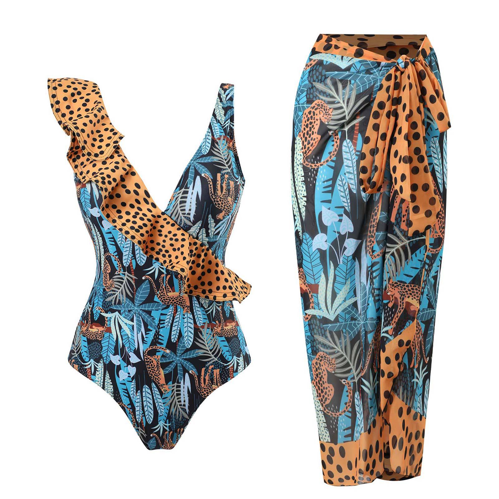 Damen Einteiliger Badeanzug mit asymmetrischem Schnitt und modischen Rüschendetails R&B