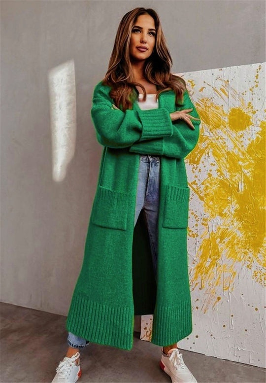 Damen Langer Strickcardigan mit praktischen Taschen und lässigem Schnitt R&B
