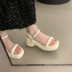 Damen modische Plateau-Sandalen mit verstellbarem Riemen und rutschfester Sohle R&B