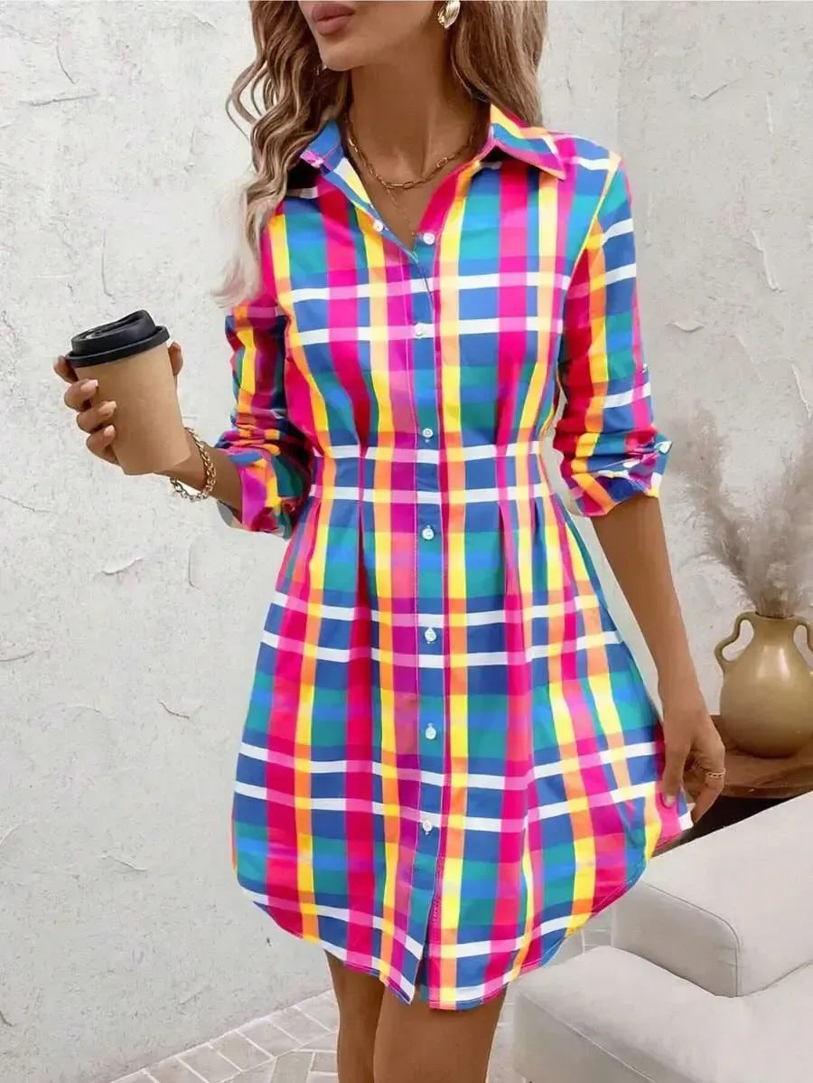 Damen Hemdblusenkleid mit floralen Akzenten und komfortablem Schnitt R&B