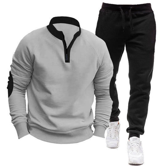 Herren Sportliches Hoodie- und Jogginganzug-Set mit kontrastierenden Ärmelakzenten R&B