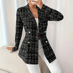 Damen Langblazer mit stylischem Karomuster und tailliertem Schnitt R&B