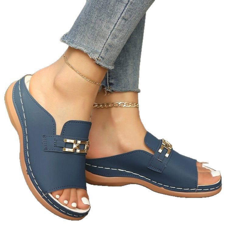 Damen Komfortable Clogs mit dekorativen Schnallen R&B