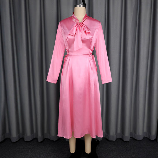 Damen Elegantes Midikleid mit Raffinierter Schleifenbindung R&B