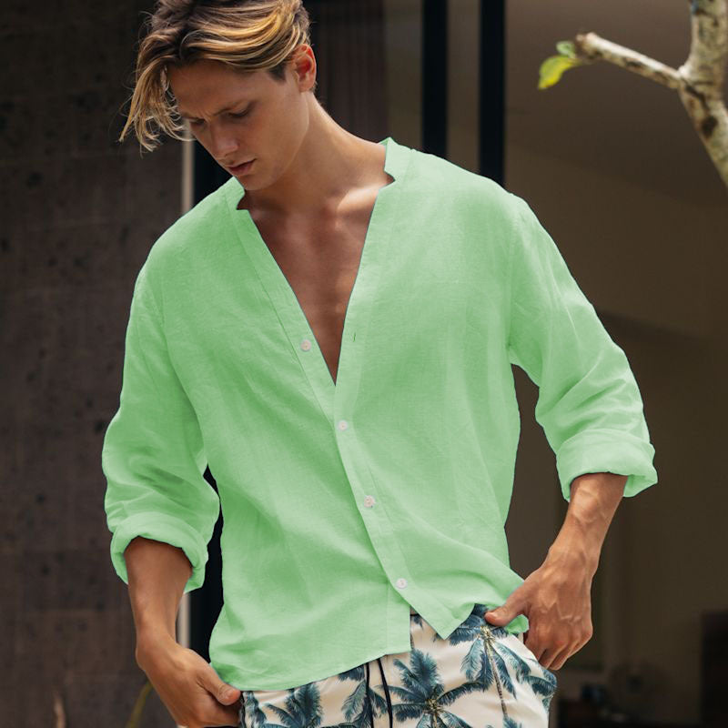 Herren lässige Bluse mit durchgehendem Knopfverschluss R&B