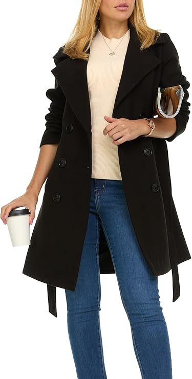 Damen Trenchcoat mit asymmetrischem Saum und breitem Kragen R&B