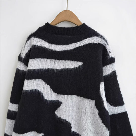 Damen Pullover mit modernem Grafikmuster R&B