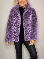 R&B | Mantel - Kunstpelz - Oversized Fit - Reverskragen - Leopardenprint