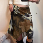 Damen Midi-Rock mit floralem Chiffon-Design R&B