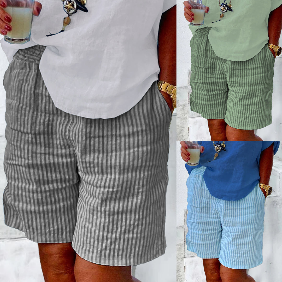 Damen Leichte Baumwollshorts mit Streifendessin R&B