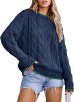 Damen Strickpullover mit grobem Zopfmuster R&B