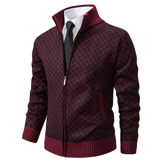 Herren stilvolle Strickjacke mit hochwertigem Zipper R&B
