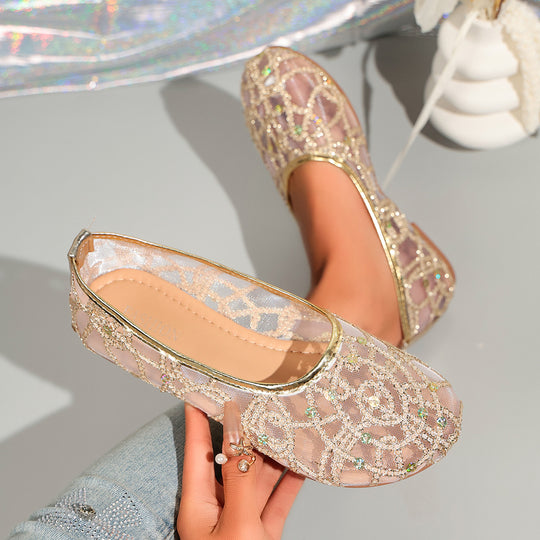Damen Dekorative Ballerinas mit funkelndem Strass R&B