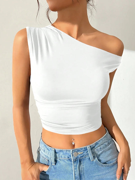 Damen asymmetrisches Top aus elastischem Material R&B
