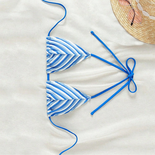 Damen Triangel-Bikini mit stylischem Streifenmuster R&B