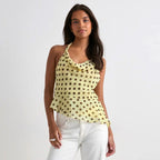 Damen elegantes Chiffon-Oberteil mit tiefem Wasserfall-Ausschnitt und taillierter Passform R&B